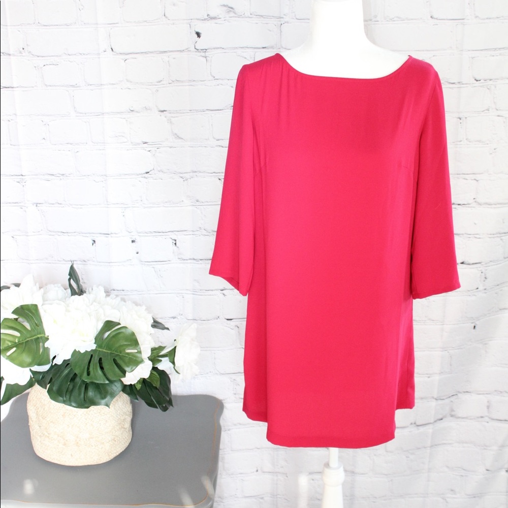 Nordstrom Leith Hot Pink Long Sleeve Cut Out Dress
